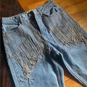 Top shop jeans with rhinestone details